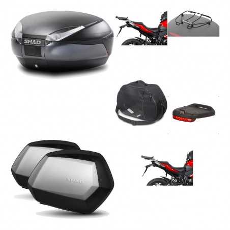 SHAD Maletas laterales + baul trasero herraje montaje accesorios 3p SH48 DARK GREY PREMIUM SC SH35 KIT-196252