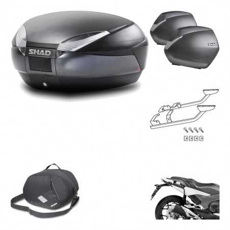SHAD Maletas laterales + baul trasero herraje montaje 3p bolsa interna SH48 DARK GREY PREMIUM SH36 SH 36 KIT-196451