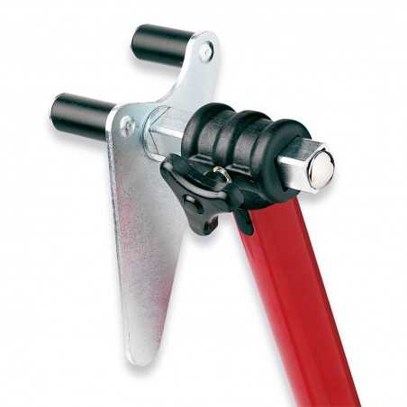 Supports, pivoting for stand below fork