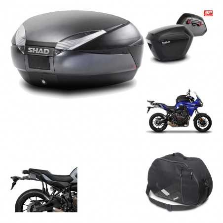 SHAD Maletas laterales + baul trasero herraje montaje bolsa interna 3p SH48 DARK GREY PREMIUM SH23 KIT-196555