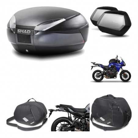 SHAD Maletas laterales + baul trasero herraje montaje accesorios 3p SH48 DARK GREY PREMIUM SC SH35 KIT-196557