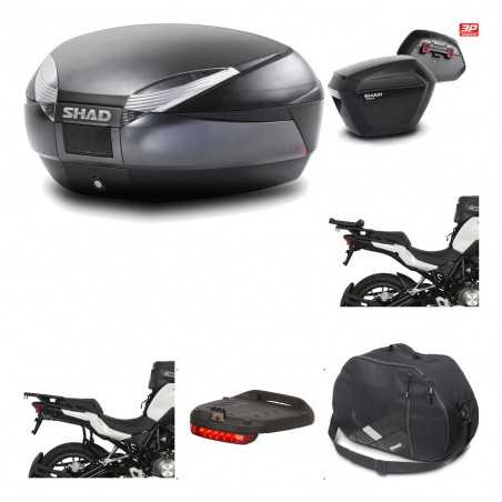 SHAD Maletas laterales + baul trasero herraje montaje accesorios 3p SH48 DARK GREY PREMIUM SH23 KIT-196609