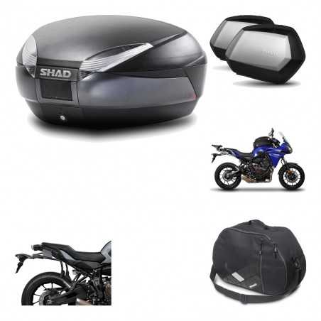 SHAD Maletas laterales + baul trasero herraje montaje bolsa interna 3p SH48 DARK GREY PREMIUM SC SH35 KIT-196558