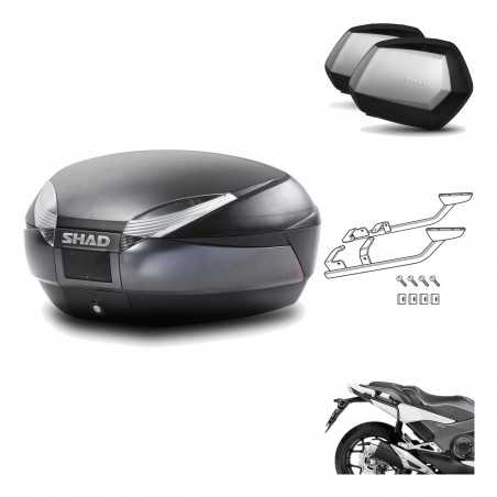 SHAD Maletas laterales + baul trasero herraje montaje 3p SH48 DARK GREY PREMIUM SC SH35 KIT-196456