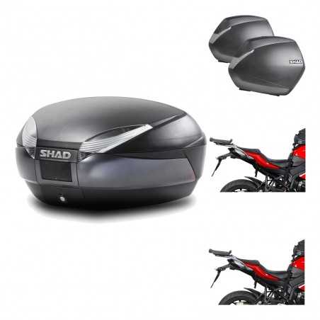 SHAD Maletas laterales + baul trasero herraje montaje 3p SH48 DARK GREY PREMIUM SH36 SH 36 KIT-196206