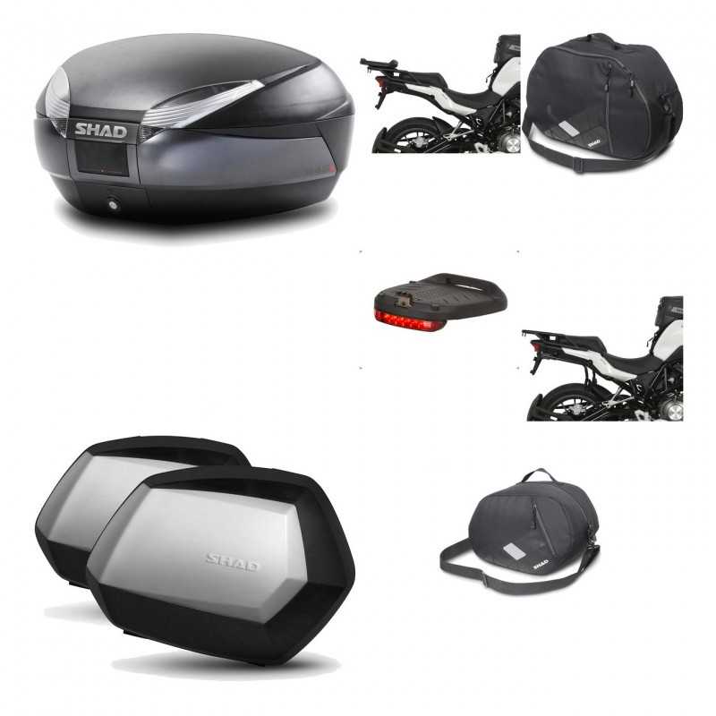 SHAD Maletas laterales + baul trasero herraje montaje accesorios 3p SH48 DARK GREY PREMIUM SC SH35 KIT-196611