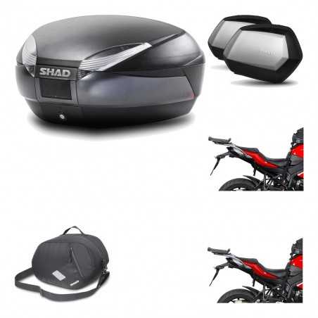 SHAD Maletas laterales + baul trasero herraje montaje 3p bolsa interna SH48 DARK GREY PREMIUM SC SH35 KIT-196209