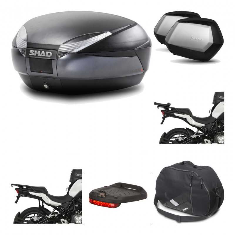 SHAD Maletas laterales + baul trasero herraje montaje accesorios 3p SH48 DARK GREY PREMIUM SC SH35 KIT-196612