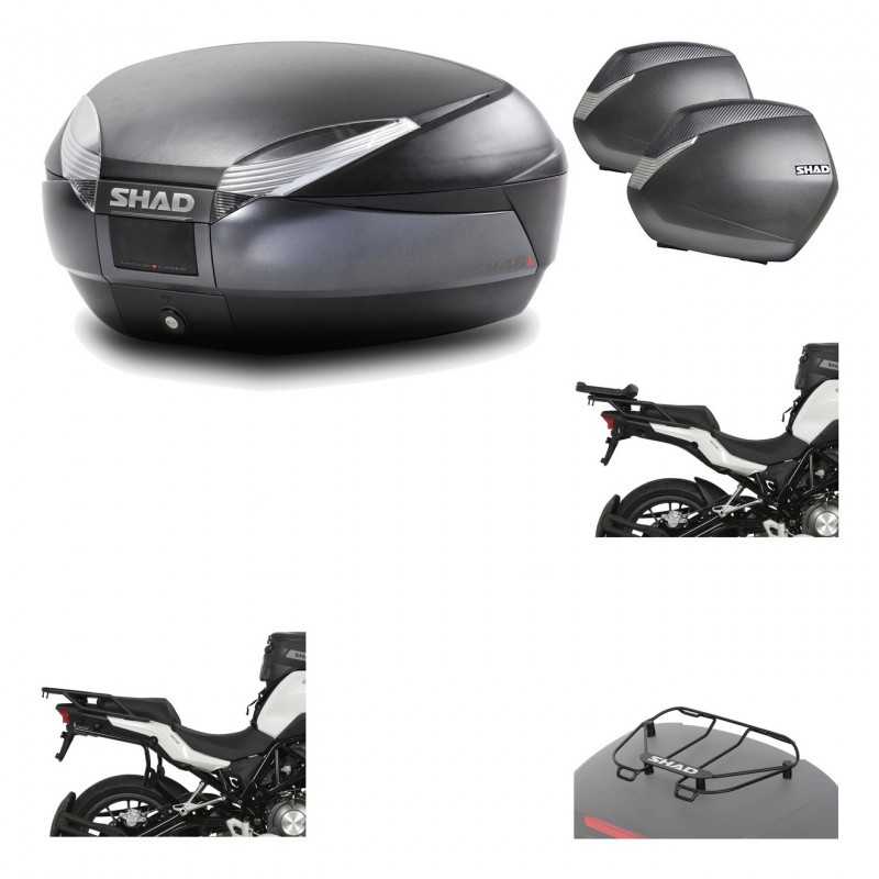 SHAD Maletas laterales + baul trasero herraje montaje parrilla portabultos superior 3p SH48 DARK GREY PREMIUM SH36 SH 36 KIT-196