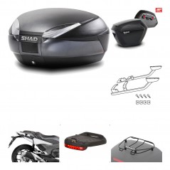 SHAD Maletas laterales + baul trasero herraje montaje accesorios 3p SH48 DARK GREY PREMIUM SH23 KIT-196513