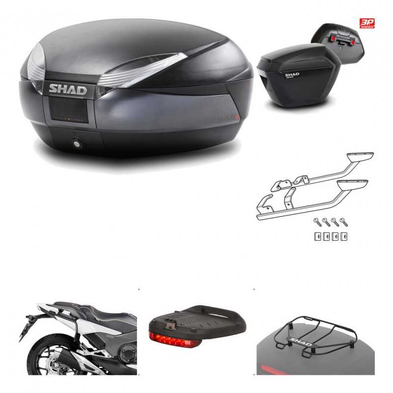 SHAD Maletas laterales + baul trasero herraje montaje accesorios 3p SH48 DARK GREY PREMIUM SH23 KIT-196513
