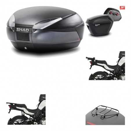 SHAD Maletas laterales + baul trasero herraje montaje parrilla portabultos superior 3p SH48 DARK GREY PREMIUM SH23 KIT-196615