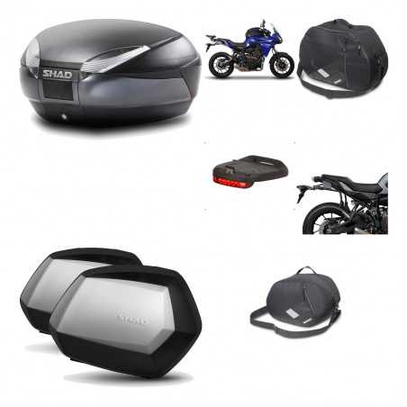 SHAD Maletas laterales + baul trasero herraje montaje accesorios 3p SH48 DARK GREY PREMIUM SC SH35 KIT-196563