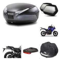 SHAD Maletas laterales + baul trasero herraje montaje accesorios 3p SH48 DARK GREY PREMIUM SC SH35 KIT-196564
