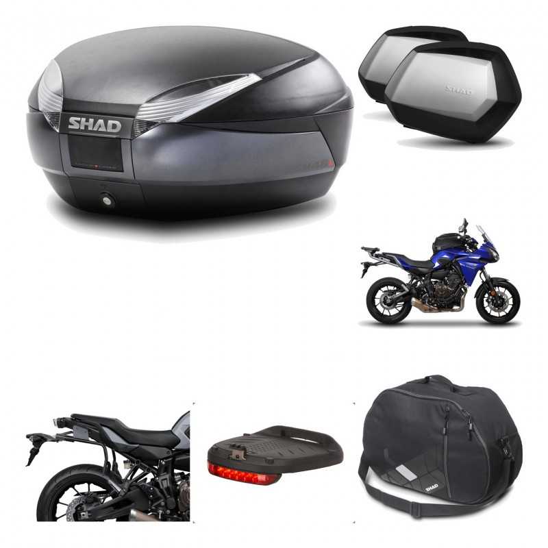 SHAD Maletas laterales + baul trasero herraje montaje accesorios 3p SH48 DARK GREY PREMIUM SC SH35 KIT-196564