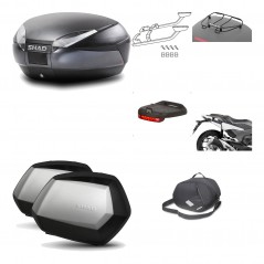 SHAD Maletas laterales + baul trasero herraje montaje accesorios 3p SH48 DARK GREY PREMIUM SC SH35 KIT-196515