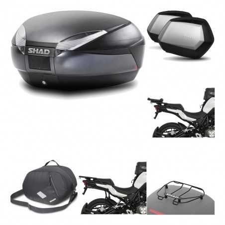 SHAD Maletas laterales + baul trasero herraje montaje accesorios 3p SH48 DARK GREY PREMIUM SC SH35 KIT-196617