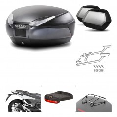 SHAD Maletas laterales + baul trasero herraje montaje accesorios 3p SH48 DARK GREY PREMIUM SC SH35 KIT-196516