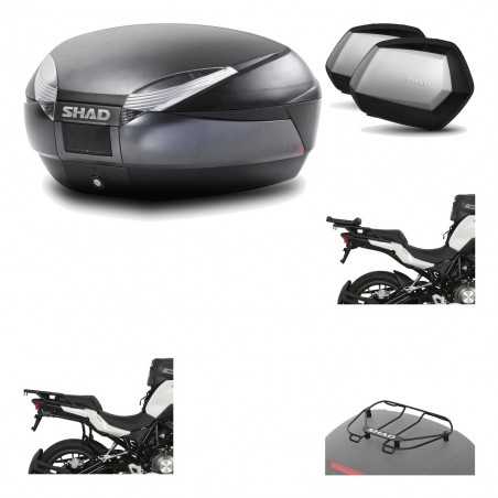 SHAD Maletas laterales + baul trasero herraje montaje parrilla portabultos superior 3p SH48 DARK GREY PREMIUM SC SH35 KIT-196618