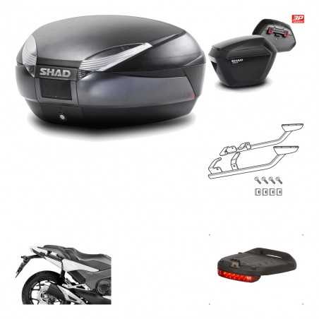 SHAD Maletas laterales + baul trasero herraje montaje luz de freno 3p SH48 DARK GREY PREMIUM SH23 KIT-196465