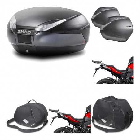 SHAD Maletas laterales + baul trasero herraje montaje accesorios 3p SH48 DARK GREY PREMIUM SH36 SH 36 KIT-196217