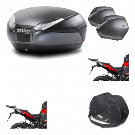 SHAD Maletas laterales + baul trasero herraje montaje bolsa interna 3p SH48 DARK GREY PREMIUM SH36 SH 36 KIT-196218