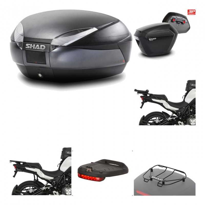 SHAD Maletas laterales + baul trasero herraje montaje accesorios 3p SH48 DARK GREY PREMIUM SH23 KIT-196621