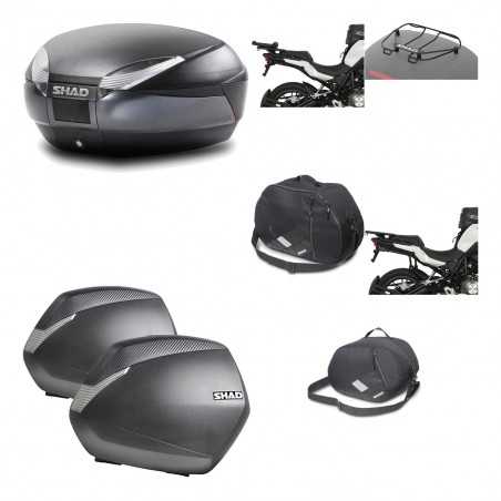 SHAD Maletas laterales + baul trasero herraje montaje accesorios 3p SH48 DARK GREY PREMIUM SH36 SH 36 KIT-196625