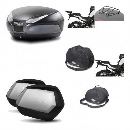 SHAD Maletas laterales + baul trasero herraje montaje accesorios 3p SH48 DARK GREY PREMIUM SC SH35 KIT-196629