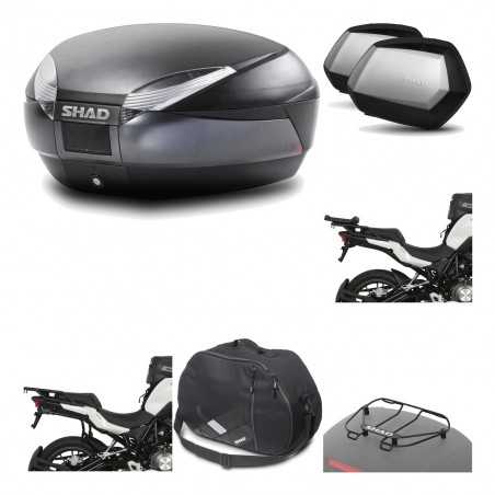 SHAD Maletas laterales + baul trasero herraje montaje accesorios 3p SH48 DARK GREY PREMIUM SC SH35 KIT-196630