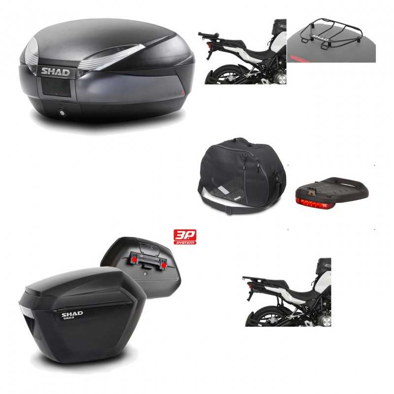 SHAD Maletas laterales + baul trasero herraje montaje accesorios 3p SH48 DARK GREY PREMIUM SH23 KIT-196633