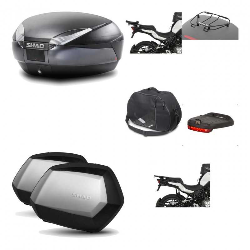 SHAD Maletas laterales + baul trasero herraje montaje accesorios 3p SH48 DARK GREY PREMIUM SC SH35 KIT-196636