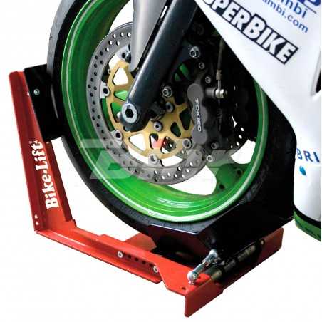 BIKE LIFT Bloca-rueda taller universal regulable AUTOMATICO soporte delantero moto sujecci 29523
