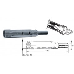 Wrench, spark plug, with silicon pipe extractor, hex 14