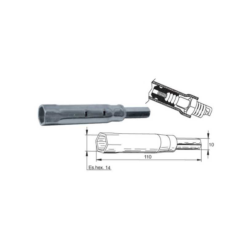 BUZZETTI Llave de bujía con extractor pipa silicona Hex 14 19346