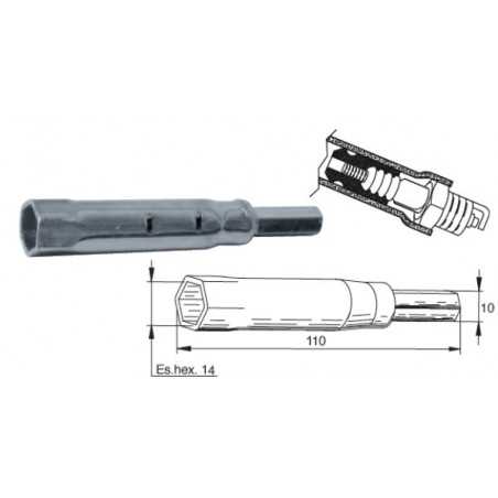 Wrench, spark plug, with silicon pipe extractor, hex 14
