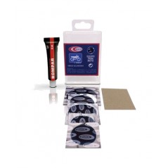 Box of patches for motorcycle flat tire, blue cement