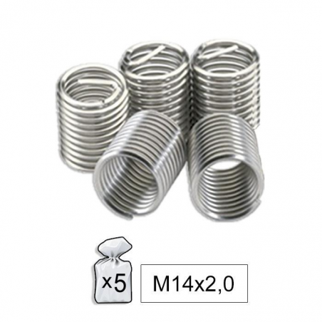 Set of 5 helicoids for spark plug thread repair M14X2.0 52022