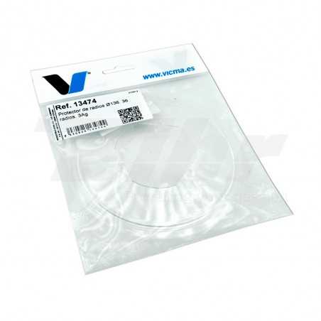 protector de radios para bicicletas v bike | ø136, 36 radios, 3 agujeros | transparente