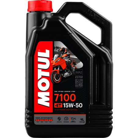 MOTUL Aceite lubricante 4T 7100 15W50 4L - 100% sintético con tecnología de Ésteres 104299