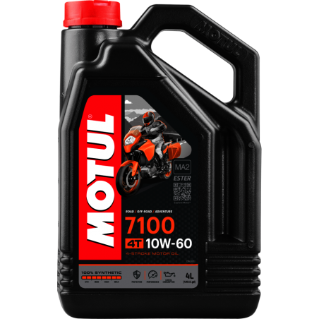 MOTUL Aceite lubricante 4T 7100 10W60 4L para motocicletas de alto rendimiento 104101