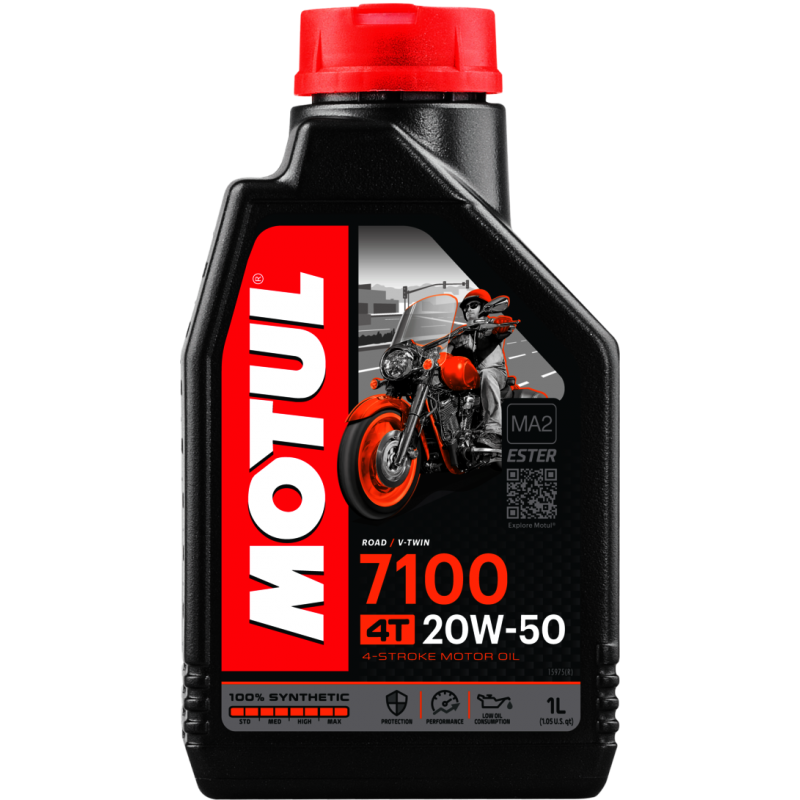 MOTUL Aceite lubricante 4T 7100 20W50 1L para motocicletas de alto rendimiento - Marca 104103