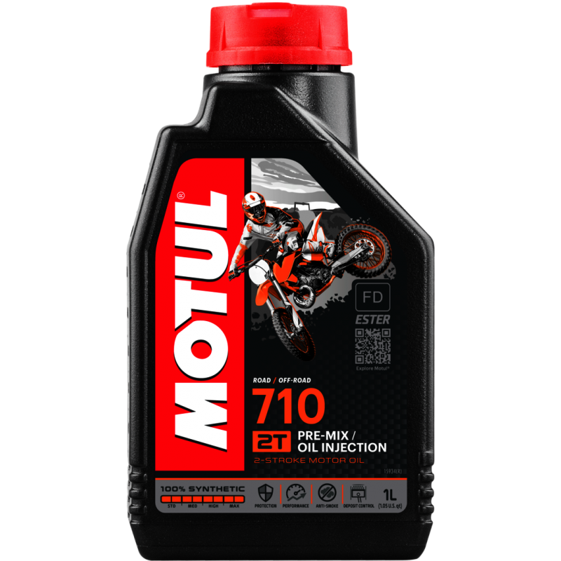 MOTUL Aceite Lubricante MEZCLA 710 2T 1L | 100% Sintético para Motocicletas de Dos Tiempos 104034