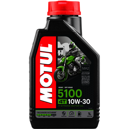 MOTUL Aceite lubricante para motor de moto 5100 10W30 4T 1L - Tecnología Technosynthese ® 104062/74