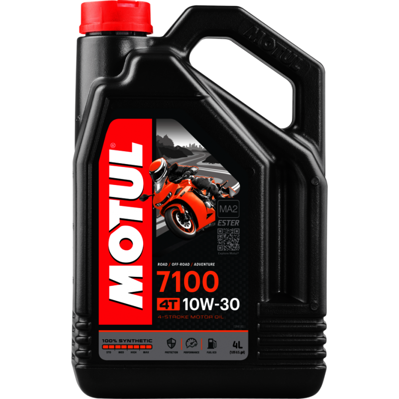 MOTUL Aceite lubricante 4T 7100 10W30 4L de - 100% sintético y Fuel Economy 104090
