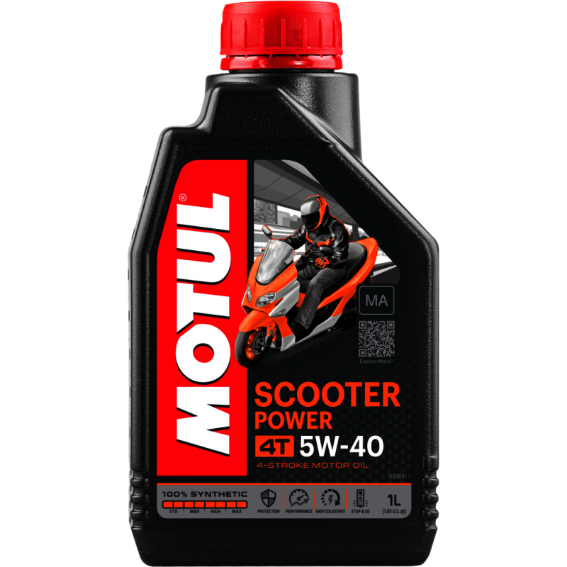MOTUL Aceite lubricante 4T SCOOTER POWER 5W40 1L - 100% sintético y de alto rendimiento para scooters 105958