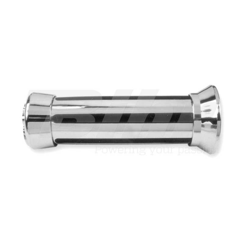 Pair, grips moto custom chrome with edges negras para handlebar  25mm