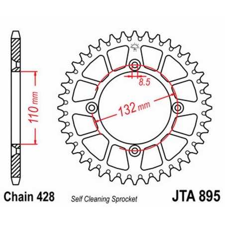 JT SPROCKETS Corona plato transmision trasero aluminio 895 A895