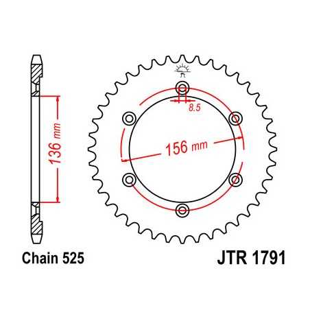 JT SPROCKETS Corona plato transmision trasero R1791