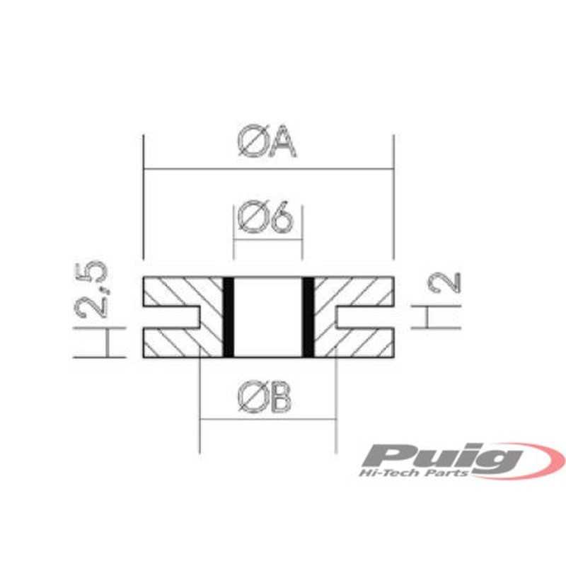 PUIG 25x Silenblocks tipo arandela goma 22x12 mm 1888